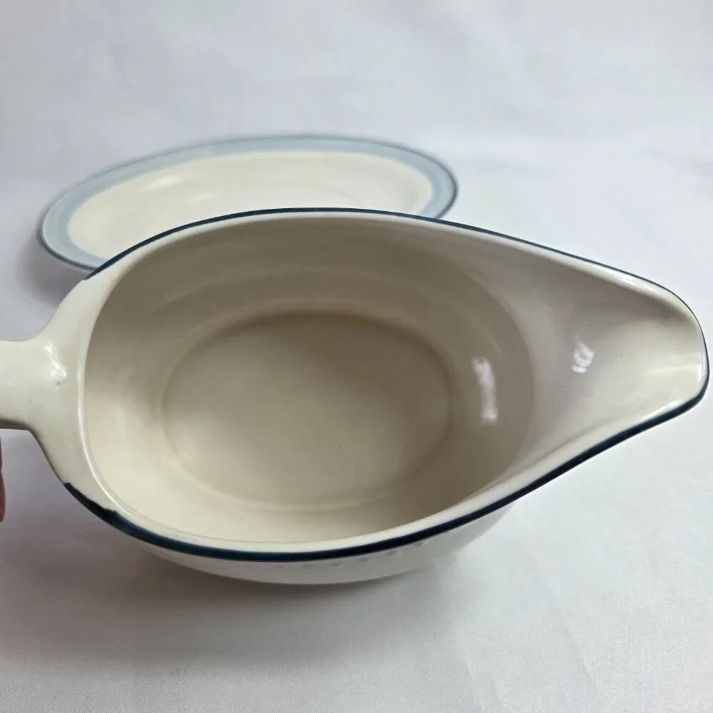 Haviland Crowning Fashion Blue Bouquet Gravy Boat & Underplate